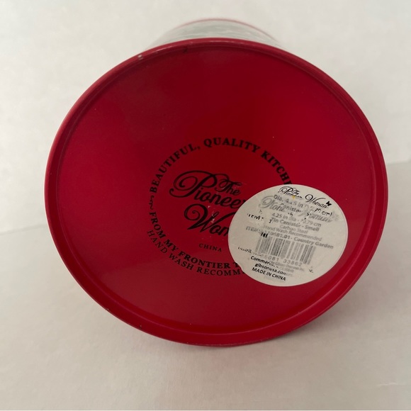 Original Pioneer Woman RED Tin Floral Canister Metal - Picture 3 of 10